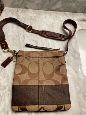 Coach Brown Signature Canvas & Leather Crossbody